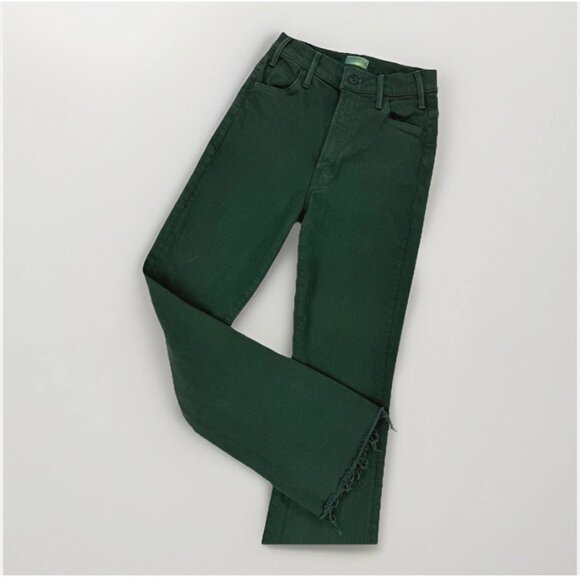 Mother Jeans The Hustler Ankle Fray "Black Forest" Green Denim Raw Hem - Picture 6 of 16